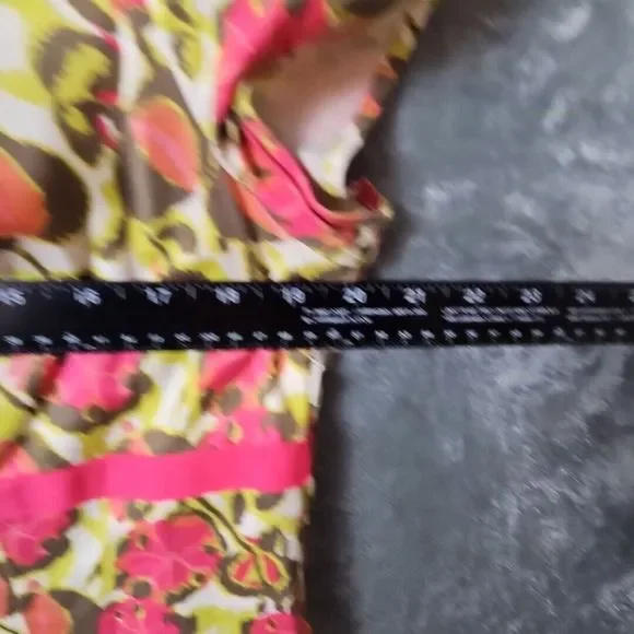 Boden  sz 14 Pink Green empire waist Cotton cap sleeves 39in long - Picture 6 of 16